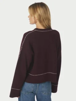 Roeme Knit Stitch Striktrøje, Wine, 42