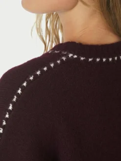 Roeme Knit Stitch Striktrøje, Wine, 42