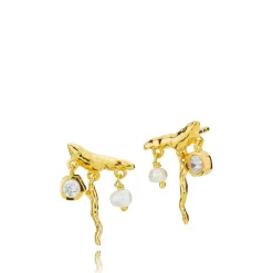 Rosa Øreringe, Gold Plated