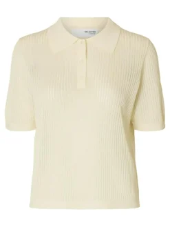 Rose Structure Knit Bluse, Snow White, L