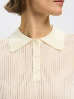 Rose Structure Knit Bluse, Snow White, L