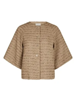 Rosella Boucle Mini Jakke, Taupe, 38