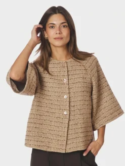 Rosella Boucle Mini Jakke, Taupe, 38