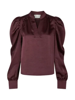 Rosslyn Heavy Sateen Bluse, Burgundy, 34