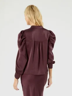 Rosslyn Heavy Sateen Bluse, Burgundy, 34