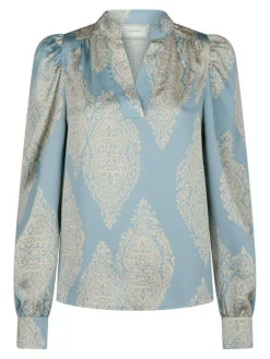 Rosslyn Paisley Drop Bluse, Dusty Blue, 40