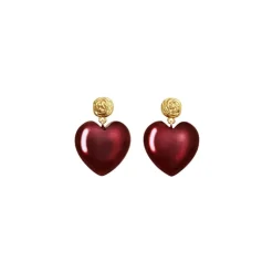 Rubina Heart Øreringe, Gold Plated