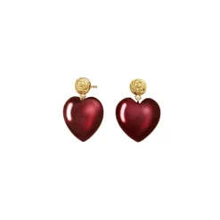 Rubina Heart Øreringe, Gold Plated