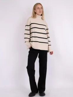 Ruby Stripe Striktrøje, Sand, 34