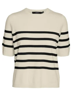 Saba Plain Strikbluse, Birch/Black, L