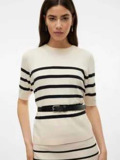 Saba Plain Strikbluse, Birch/Black, L