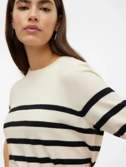 Saba Plain Strikbluse, Birch/Black, L