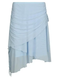 Saffron Asymmetric Mesh Nederdel, Light Blue, 38