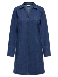 Sally Zip Denimkjole, Dark Blue Denim, L