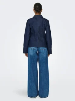 Sally Zip Denimskjorte, Dark Blue Denim, M