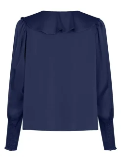 Sandie Sateen Bluse, Navy, 38