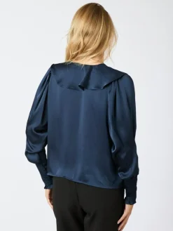 Sandie Sateen Bluse, Navy, 38