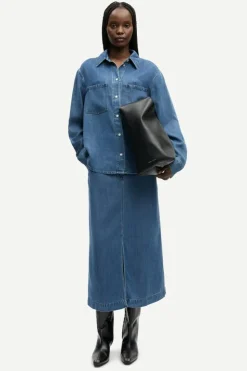 Satove Nederdel, Medium Denim Blue, XL