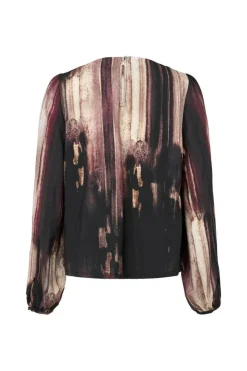 Saturna Bluse, Bordeaux Print, 40