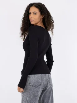 Shirley Knit Strikbluse, Black, 40