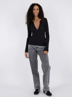 Shirley Knit Strikbluse, Black, 40