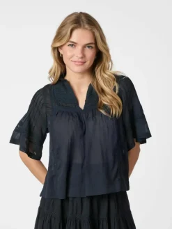 Siama S Voile Bluse, Navy, 36