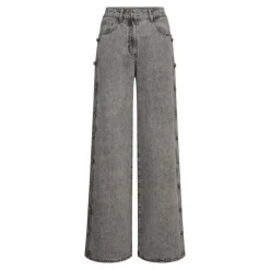 Side Panel Button Jeans, Light Grey, L