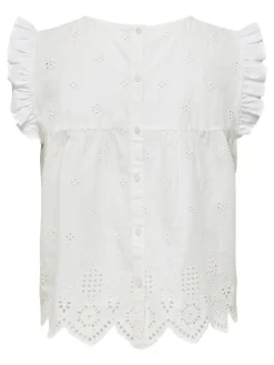 Silla Frill Bluse, Cloud Dancer, 40