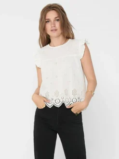 Silla Frill Bluse, Cloud Dancer, 40