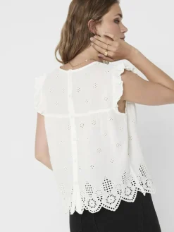 Silla Frill Bluse, Cloud Dancer, 40