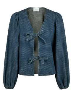 Silva Overdyed Dot Bluse, Ash Blue, 34