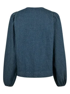 Silva Overdyed Dot Bluse, Ash Blue, 34