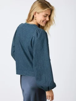Silva Overdyed Dot Bluse, Ash Blue, 34