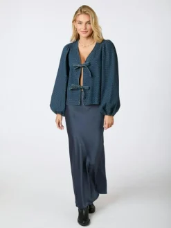 Silva Overdyed Dot Bluse, Ash Blue, 34