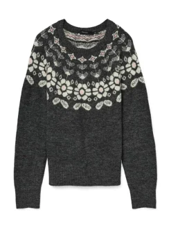 Simone Nordic Striktrøje, Dark Grey Melange, S