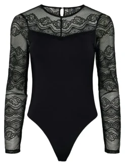 Sinna Langærmet Bodystocking, Black, M