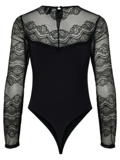 Sinna Langærmet Bodystocking, Black, M