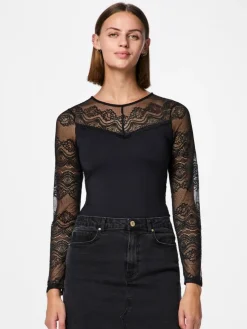 Sinna Langærmet Bodystocking, Black, M