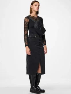 Sinna Langærmet Bodystocking, Black, M