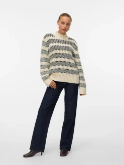 Skye Highneck Striktrøjer, Birch/Black, M