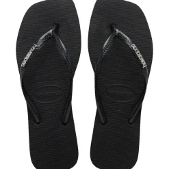 Slim Square Sandaler, Black/Silver, 35/36