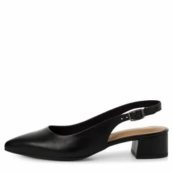 Slingback Pumps, Black Leather, 42