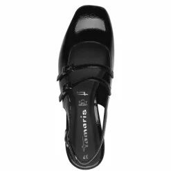 Slingback Pumps, Black Patent, 38