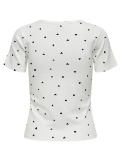 Sofia Print T-shirt, Cloud Dancer Black Hearts, M