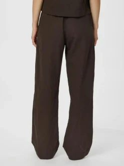 Sonar Linen Bukser, Dark Brown, 34