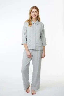 Sonja Pyjamasskjorte, Light Grey Melange, XXL
