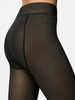 Sophie Fleece Tights, Black Nude, M/L