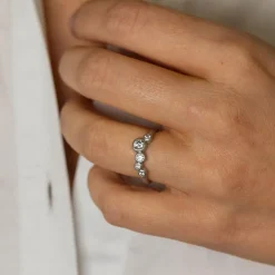 Stardust Ring, Rhodinated Silver, 56