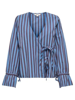 Stivella Striped Tie Bluse, Blue Yonder/Decadent Chocolate, S