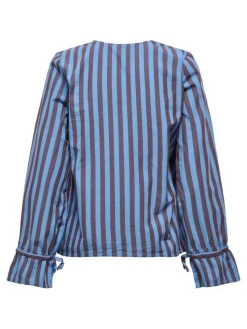 Stivella Striped Tie Bluse, Blue Yonder/Decadent Chocolate, S